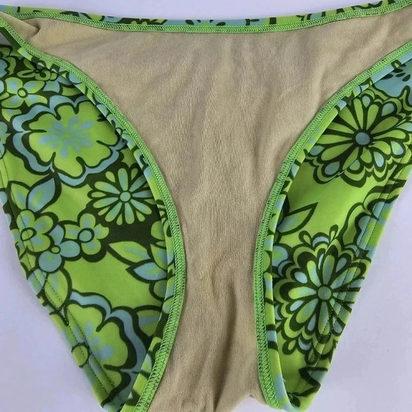 Victoria Secret Green and Blue Floral Flower Power Tie Neck Bikini Bathing Suit - Picture 4 of 9